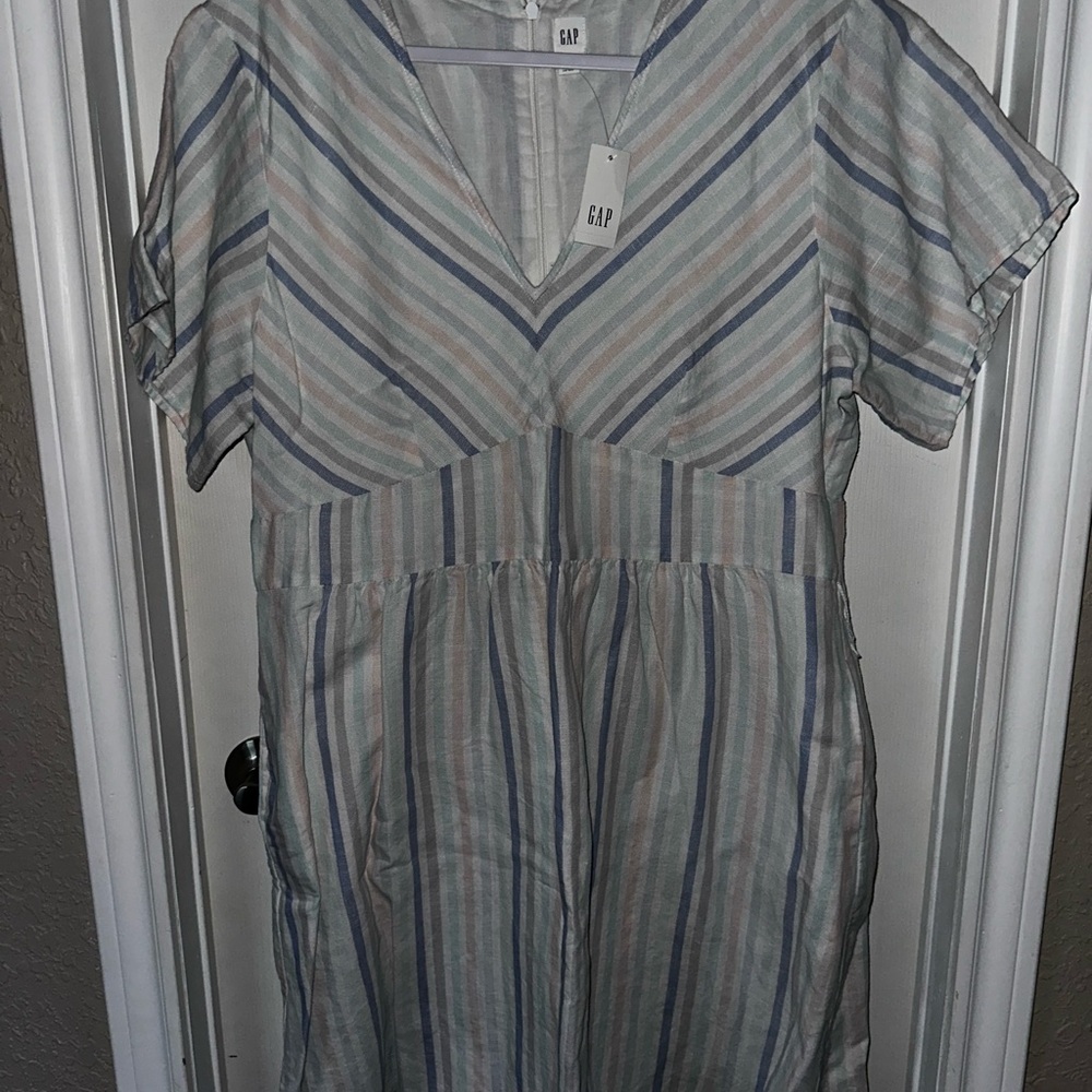 GAP Multicolor Striped V-Neck Dress